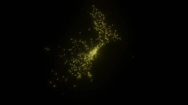 Siyah arkaplan üzerinde soyut yeşil yıldızlar, arka plan olarak 3 boyutlu animasyon