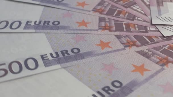 Zamknięcie 500 Banknotów Euro Finansowanie Lub Koncepcja Bogactwa — Wideo stockowe