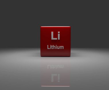 Li Lityum periyodik sistemli Kırmızı Küp, 3D görüntüleme