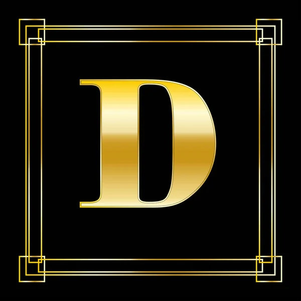 Letra Logo Design Con Adorno Cuadrado Diseño Dorado Lujo Ilustración — Vector de stock