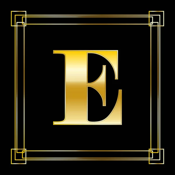 Carta Logo Design Com Ornamento Quadrado Design Dourado Luxo Ilustração — Vetor de Stock