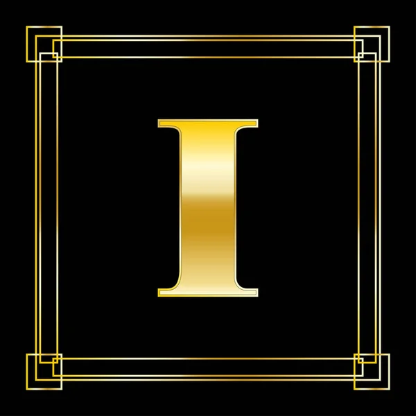 Diseño Del Logotipo Letra Con Ornamento Cuadrado Diseño Dorado Lujo — Vector de stock
