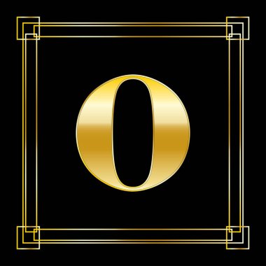 O Harfi Logo Tasarımı Kare Süslü, lüks altın tasarım, vektör illüstrasyonu
