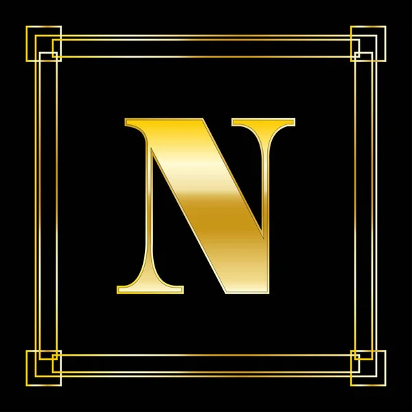 Letra Diseño Logotipo Con Adorno Cuadrado Diseño Dorado Lujo Ilustración — Vector de stock