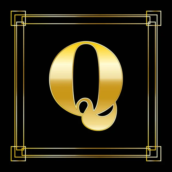 Letter Logo Design Square Ornament Luxury Golden Design Vector Illustration — Stock Vector