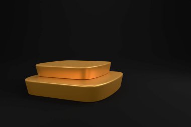 Koyu arkaplanda altın podyum, 3D görüntüleme
