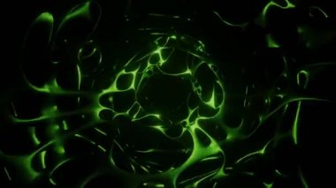 Işıklı soyut yeşil kablo, 3D animasyon, kusursuz döngü, modern fon