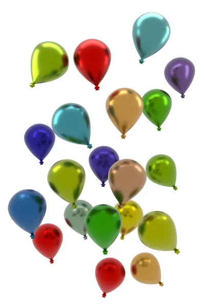 Colorful Balloons White Background Concept Greeting Cards Celebrations Renderings — Stock Photo, Image