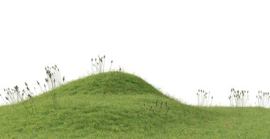 Beyaz arkaplandaki Grassy Hill, 3D görüntüleme