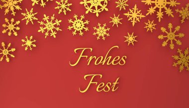 Modern Alman Mutlu Noeller arka planda altın kar taneleri, 3D görüntüleme