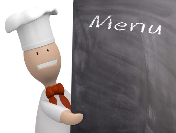 Chef-kok met schoolbord — Stockfoto