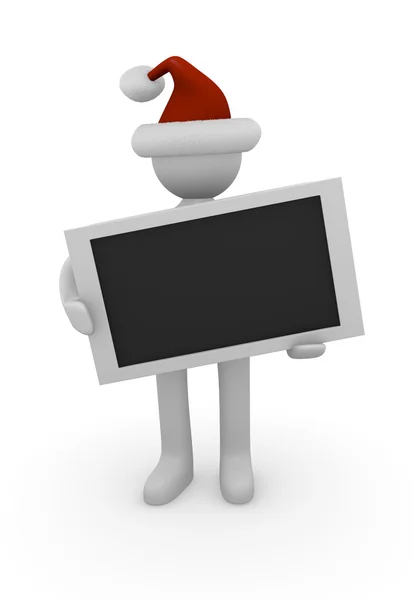 3d Santa with a blank sign — Stock Photo, Image