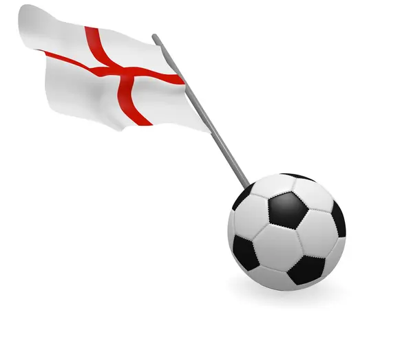 Αγγλική σημαία με μπάλα ποδοσφαίρου — Φωτογραφία Αρχείου