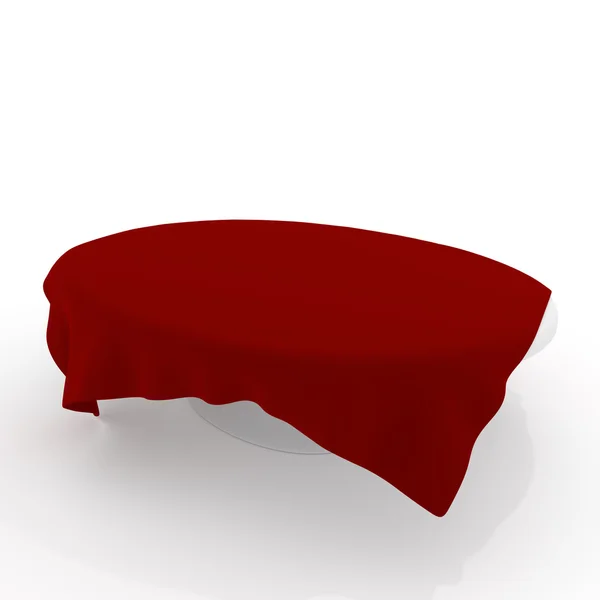 Белый стол с красной тканью — стоковое фото