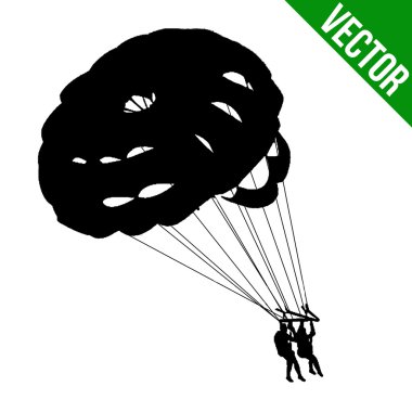 Couple parasailing silhouette clipart