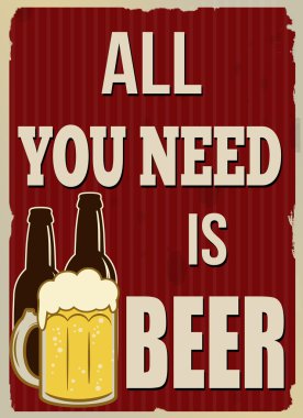 Tek ihtiyacınız olan bira retro poster