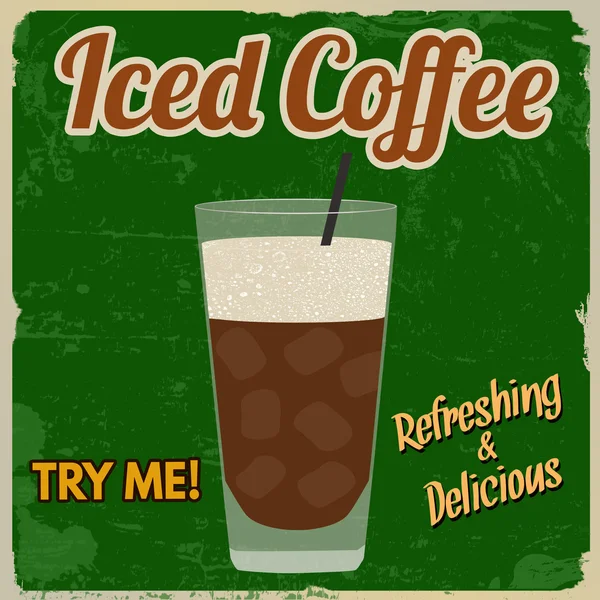 Iced coffee retro poster — Stock Vector