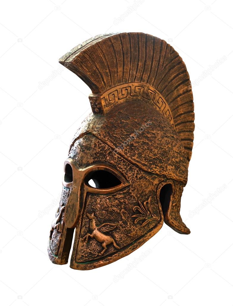 Greek helmet isolated on a white background