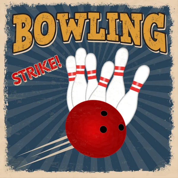 Bowling retro poster — Stock Vector