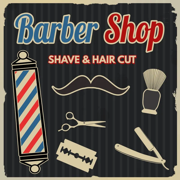 Barbiere negozio poster retrò — Vettoriale Stock
