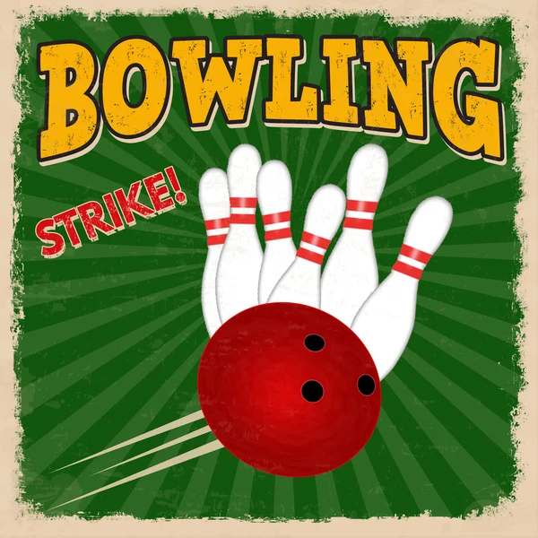 Bowling retro poster — Stock Vector