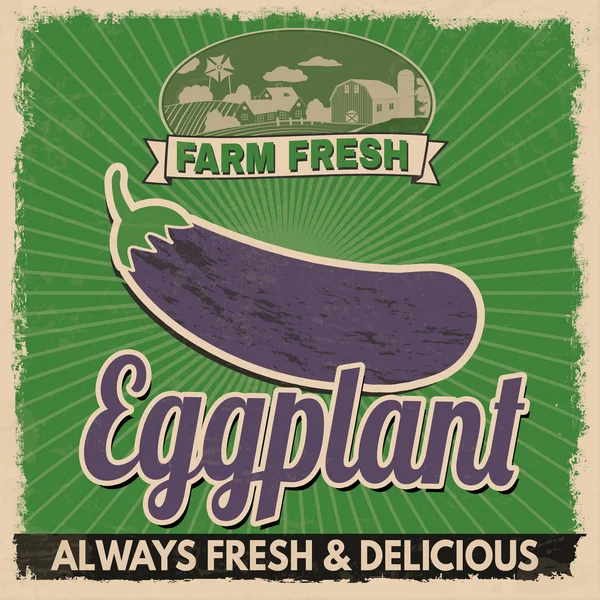Eggplant retro poster — Stock Vector