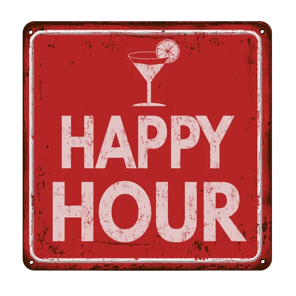 Happy hour signo de metal oxidado — Archivo Imágenes Vectoriales