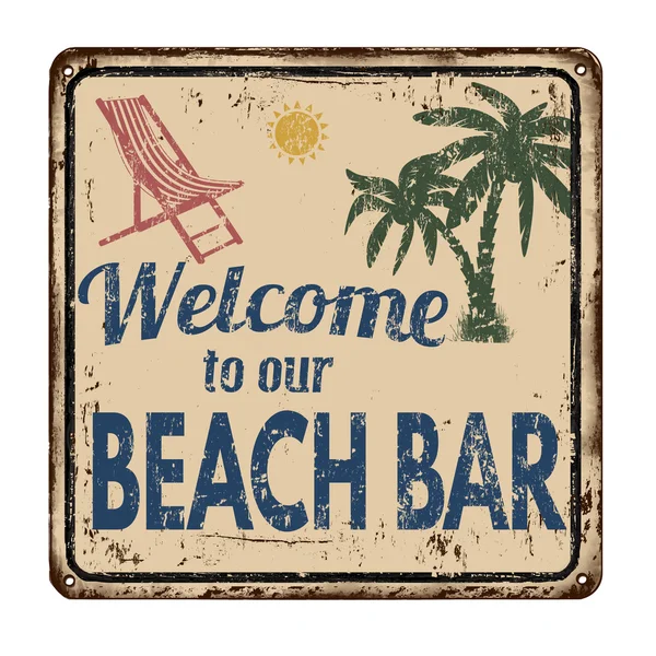 Beach bar Rostig metall skylt — Stock vektor