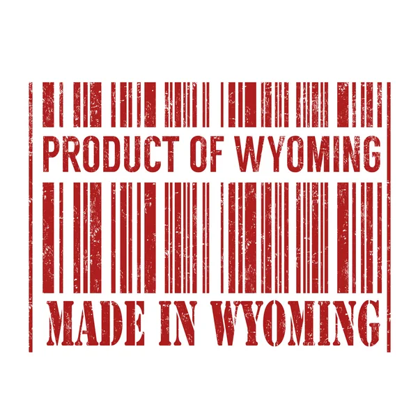 Product van Wyoming, gemaakt in Wyoming barcode stempel — Stockvector