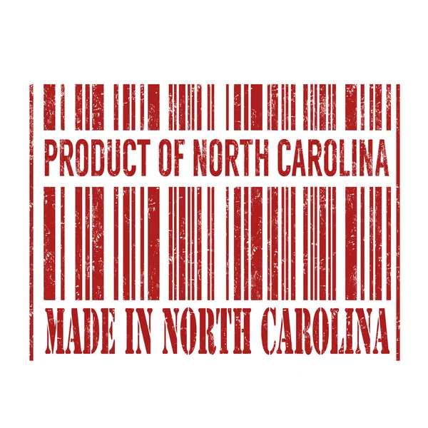 Producto de Carolina del Norte, hecho en Carolina del Norte sello de código de barras — Vector de stock