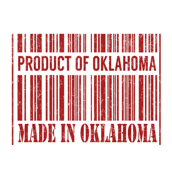 Prodotto dell'Oklahoma, fabbricato in Oklahoma barcode stamp — Vettoriale Stock