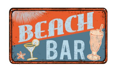 Beach bar paslı metal işareti 