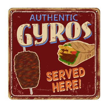 Gyros vintage paslı metal işareti