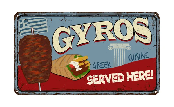 Signo de metal oxidado vintage Gyros — Vector de stock