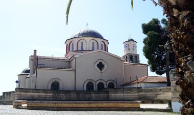 Orthodox church in old town of Kavala, Greece clipart