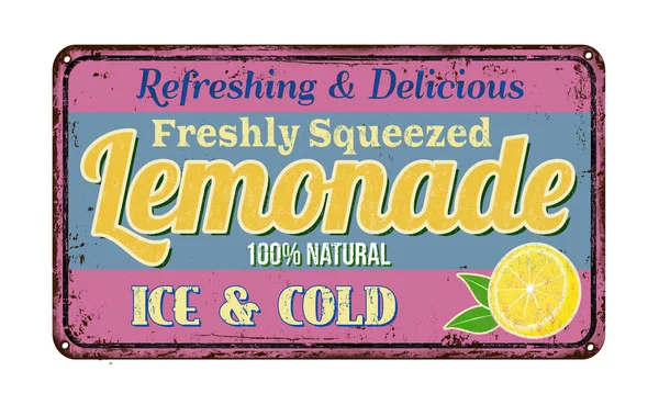 Lemonade vintage rouillé signe métallique — Image vectorielle