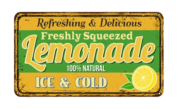 Lemonade vintage rusty metal sign — Stock Vector