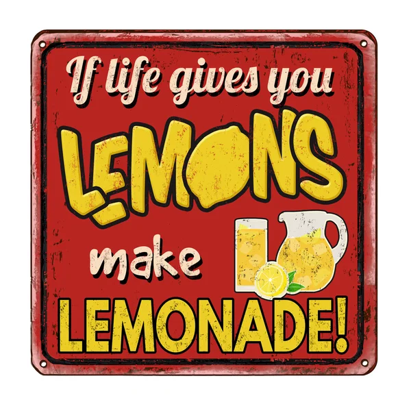 Si la vida te da limones hacer limonada vintage signo de metal oxidado — Vector de stock