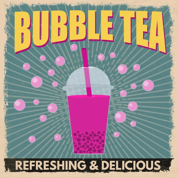 Bubble Tea Retro Poster — Stockvektor