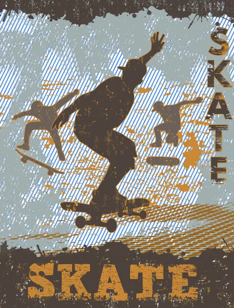 Skateboarding nieczysty plakat tło — Wektor stockowy