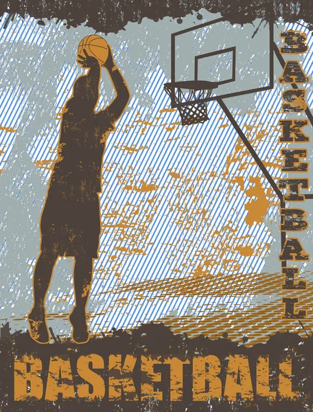 Fondo póster grunge baloncesto — Archivo Imágenes Vectoriales