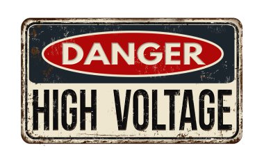 Tehlike yüksek gerilim paslı metal işareti