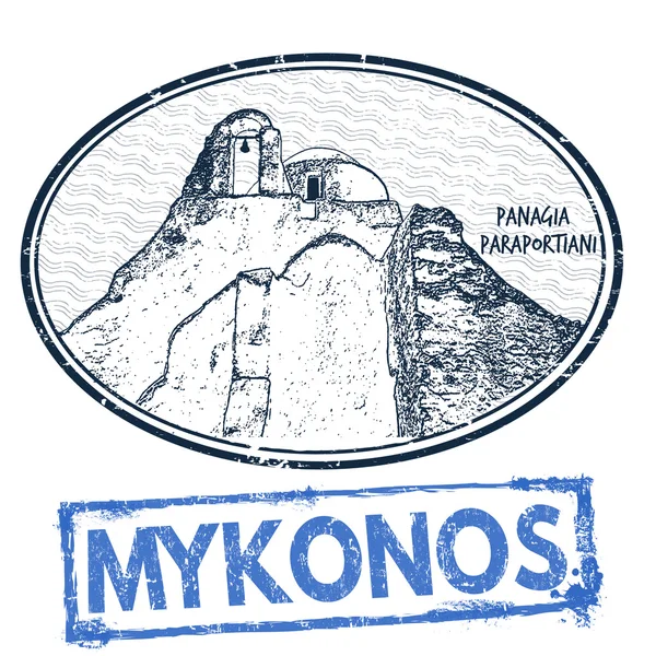 Mykonos, sellos o etiquetas — Archivo Imágenes Vectoriales