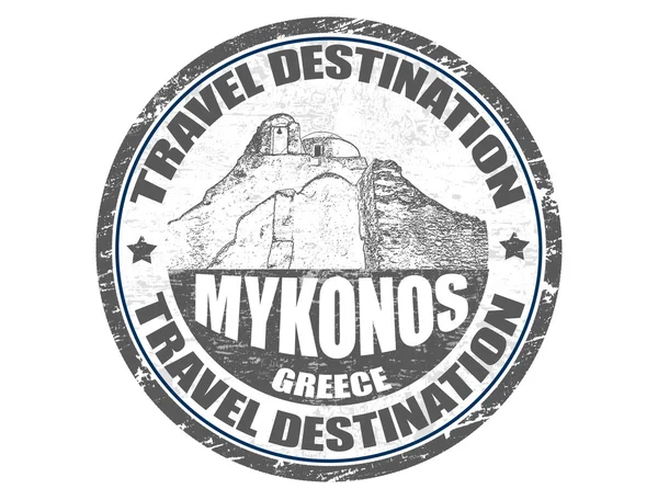 Mykonos, damga veya etiket — Stok Vektör