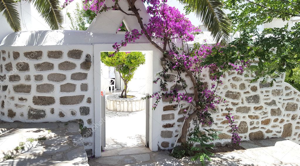 The classical architecture exterior on Mykonos island