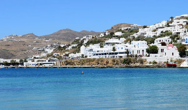 Wyświetlanie od starego portu w Mykonos island, Grecja — Zdjęcie stockowe