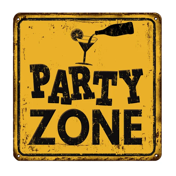 Party zone vintage rusty metal sign — Stock Vector