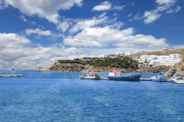 Utsikt från gamla hamnen i Mykonos island, Grekland — Stockfoto