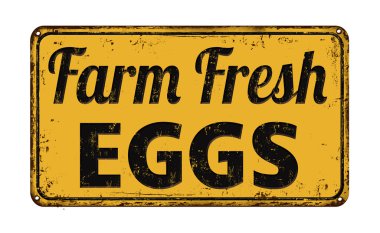 Farm fresh eggs rusty metal sign clipart