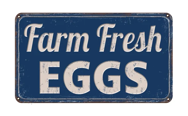 Farm fresh eggs rusty metal sign — Stock Vector